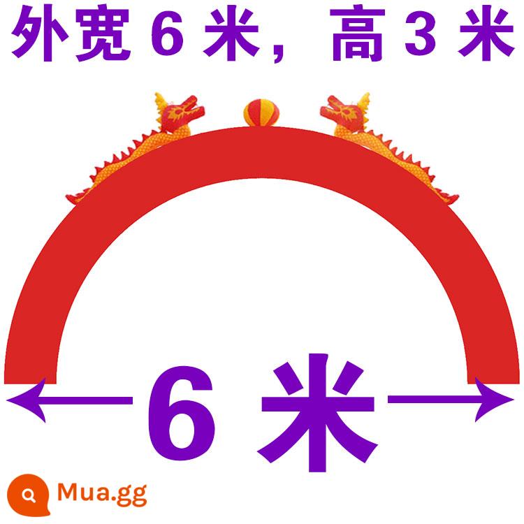 Lễ kỷ niệm khai mạc cổng vòm bơm hơi Khai mạc quảng cáo Đám cưới đôi rồng bóng Cổng cầu vồng bơm hơi 8m 10m - Vòm rồng đôi toàn màu đỏ dài 6 mét + quạt thông gió