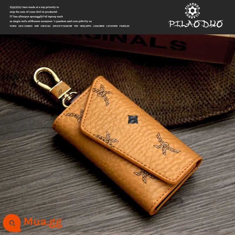 Pilaoduo Châu Âu và Mỹ Key Key Key Imitation Canvas Bag Key Mag's Key của phụ nữ - Màu nâu (mẫu in)