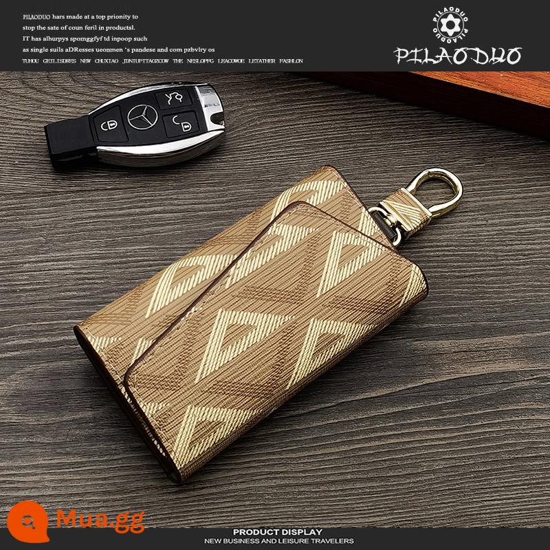 Pilaoduo Châu Âu và Mỹ Key Key Key Imitation Canvas Bag Key Mag's Key của phụ nữ - Màu nâu (mô hình tam giác)