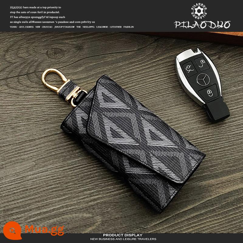 Pilaoduo Châu Âu và Mỹ Key Key Key Imitation Canvas Bag Key Mag's Key của phụ nữ - Màu đen (mô hình tam giác)