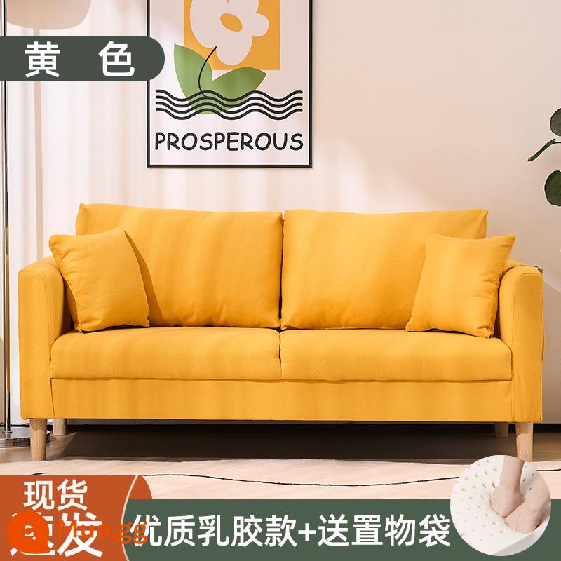 Sofa căn hộ nhỏ đơn giản hiện đại nhà cho thuê phòng ngủ căn hộ phòng khách đơn giản Bắc Âu ba người sofa đôi nhỏ - Màu vàng [kiểu latex]