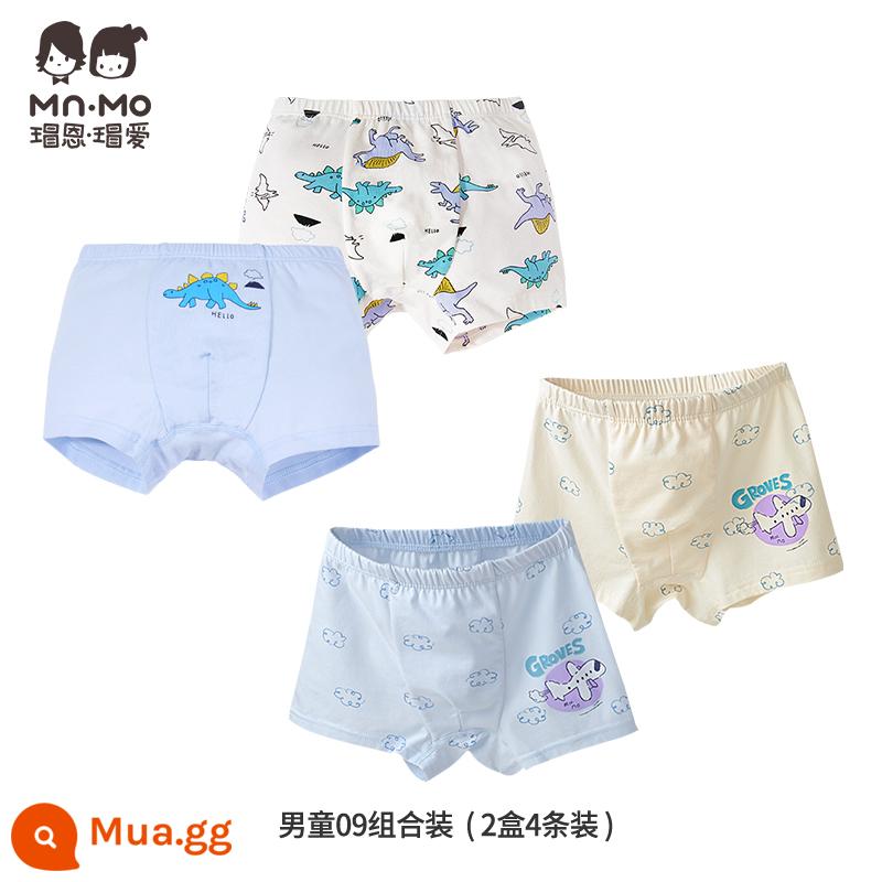 Mao En Mao love bé trai quần sịp boxer cotton cotton trẻ em quần short boxer bé trai tuổi teen - Set bé trai 09 2 hộp 4 món