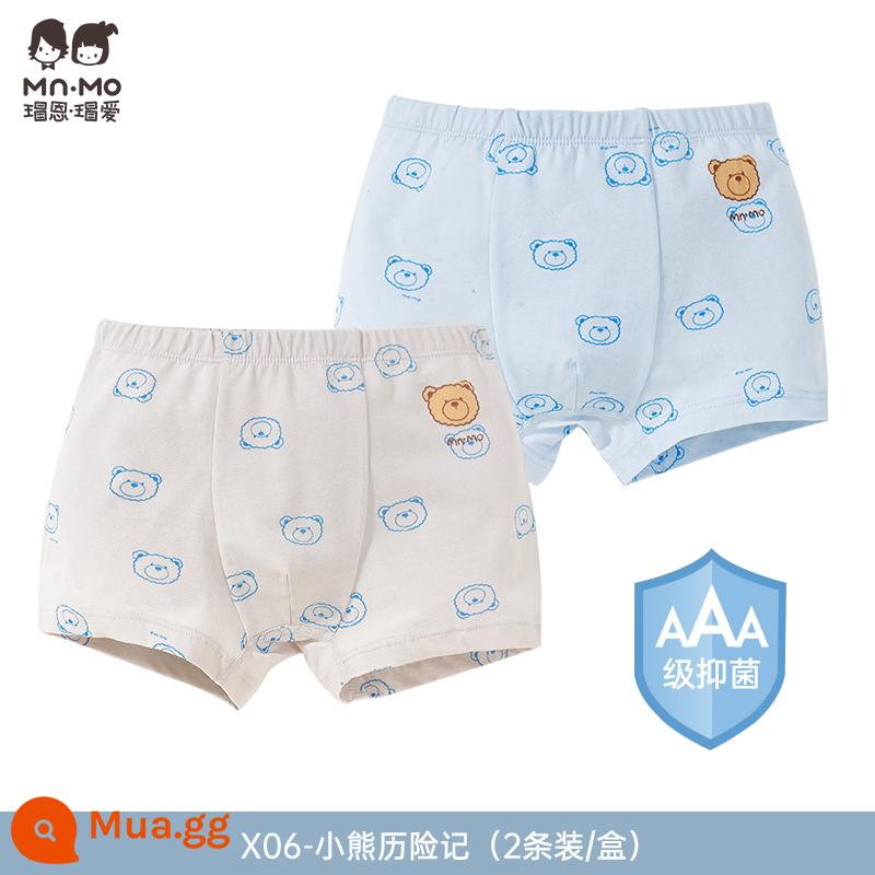 Mao En Mao love bé trai quần sịp boxer cotton cotton trẻ em quần short boxer bé trai tuổi teen - X06-Những cuộc phiêu lưu của chú gấu nhỏ (kháng khuẩn)