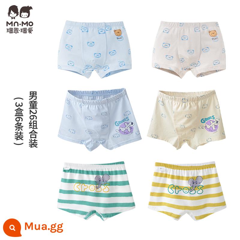 Mao En Mao love bé trai quần sịp boxer cotton cotton trẻ em quần short boxer bé trai tuổi teen - Bộ bé trai 26 3 hộp 6 gói