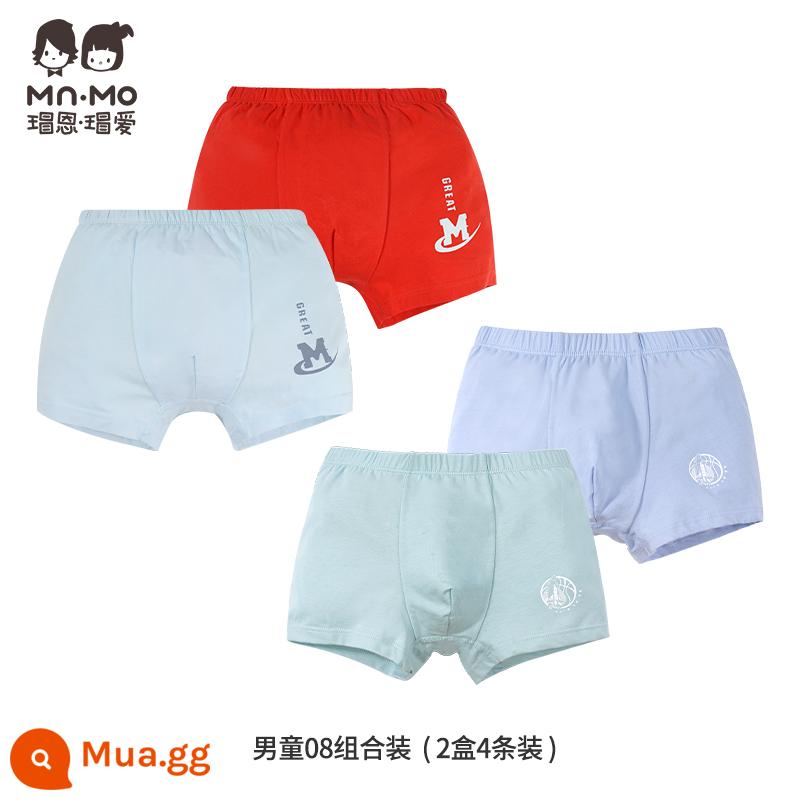 Mao En Mao love bé trai quần sịp boxer cotton cotton trẻ em quần short boxer bé trai tuổi teen - Set bé trai 08 2 hộp 4 món