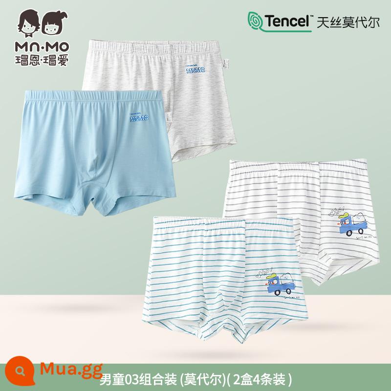 Quần lót bé trai quần boxer kiểu dáng trẻ em Maoen Maoai phần mỏng quần đùi thoáng khí quần boxer trẻ em trung và lớn - Sự kết hợp 03