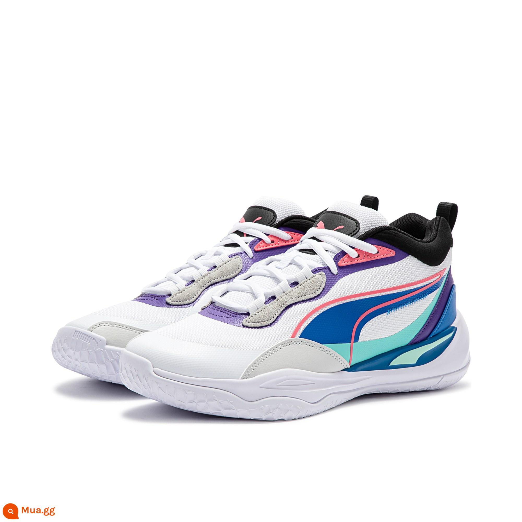 PUMA Hummer nam nữ chính thức cùng đoạn đôi giày thường phong cách bóng rổ PLAYMAKER PRO 377572 - trắng/tím(18)