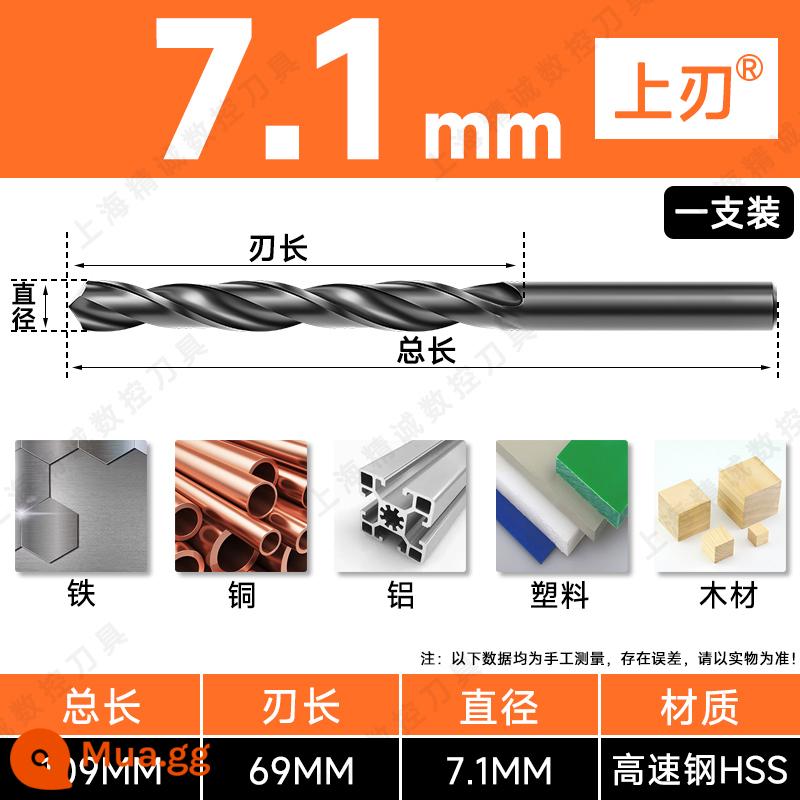 Mũi khoan Shanggong tay cầm thẳng mũi khoan xoắn tốc độ cao mạng máy khoan điện khoan hoa 3.2-4.2-5.2-6.8-10.5mm - 7.1mm