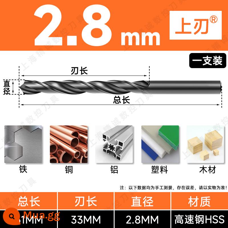 Mũi khoan Shanggong tay cầm thẳng mũi khoan xoắn tốc độ cao mạng máy khoan điện khoan hoa 3.2-4.2-5.2-6.8-10.5mm - 2,8mm