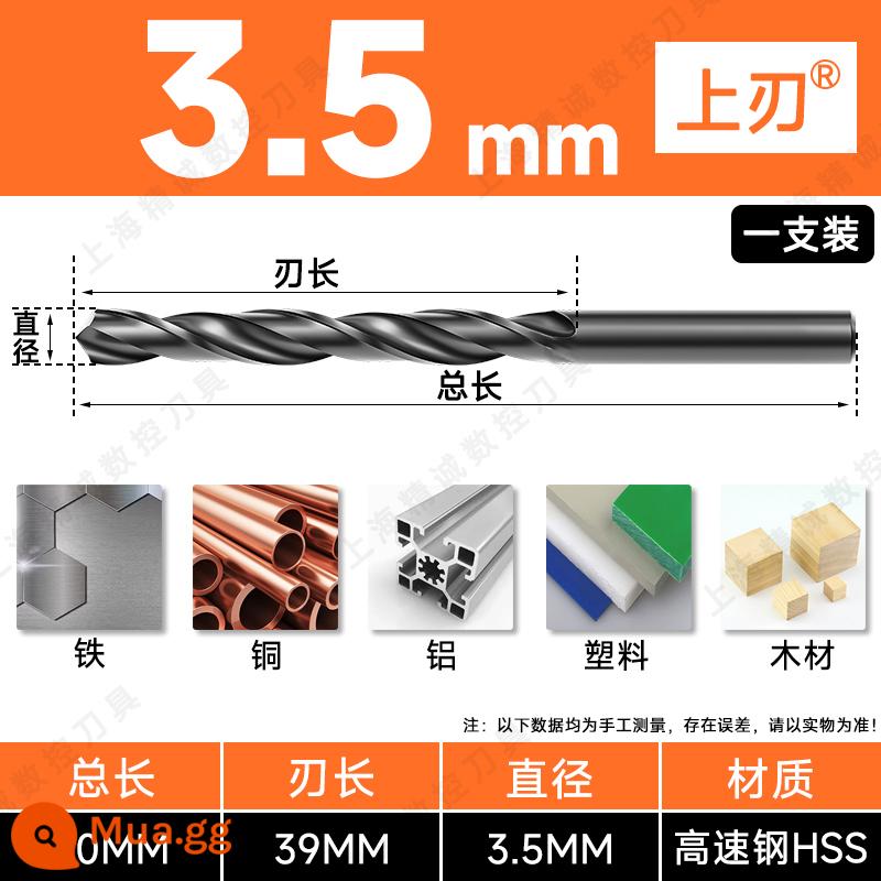 Mũi khoan Shanggong tay cầm thẳng mũi khoan xoắn tốc độ cao mạng máy khoan điện khoan hoa 3.2-4.2-5.2-6.8-10.5mm - 3,5mm