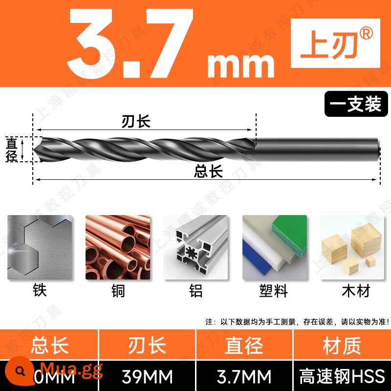 Mũi khoan Shanggong tay cầm thẳng mũi khoan xoắn tốc độ cao mạng máy khoan điện khoan hoa 3.2-4.2-5.2-6.8-10.5mm - 3,7mm