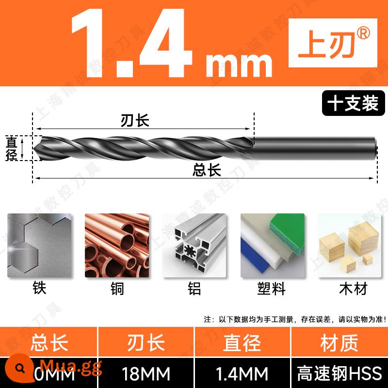 Mũi khoan Shanggong tay cầm thẳng mũi khoan xoắn tốc độ cao mạng máy khoan điện khoan hoa 3.2-4.2-5.2-6.8-10.5mm - 1.4mm (giá 10 chiếc)