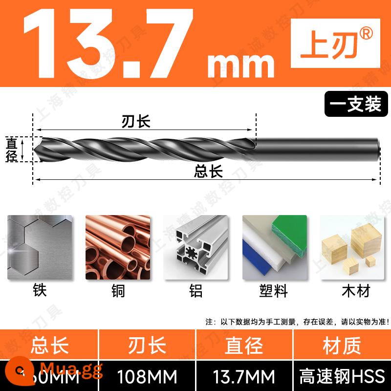 Mũi khoan Shanggong tay cầm thẳng mũi khoan xoắn tốc độ cao mạng máy khoan điện khoan hoa 3.2-4.2-5.2-6.8-10.5mm - 13,7mm