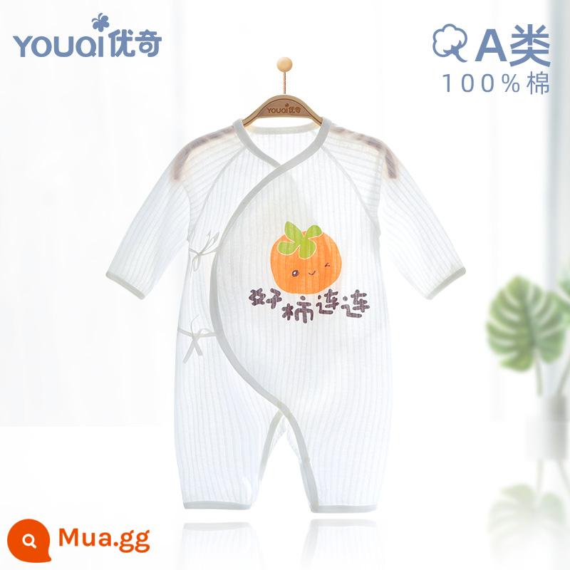 Quần áo trẻ sơ sinh mùa hè áo liền quần cotton mỏng mùa hè cho bé dài tay bảo vệ bụng nhà sư quần áo - Những điều tốt đẹp nối tiếp nhau xảy ra (may mắn nối tiếp nhau, mọi việc suôn sẻ) Xia Bojia