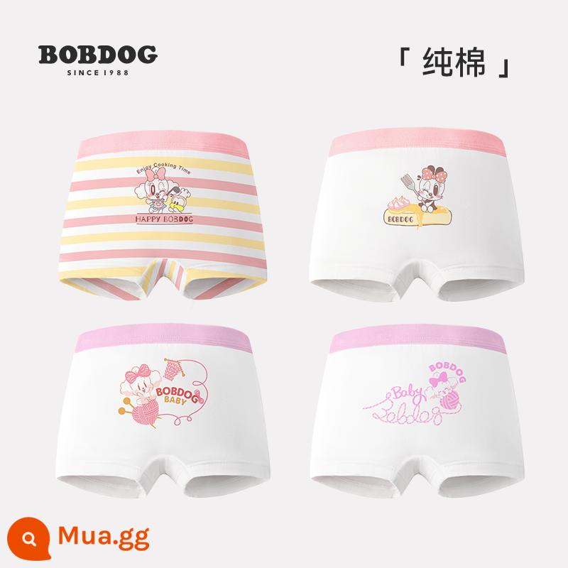 Quần lót trẻ em Babudou bé gái cotton quần đùi nữ quần lót boxer cotton kháng khuẩn không cộm mông - (Girls) Vui nhộn trẻ em Series A