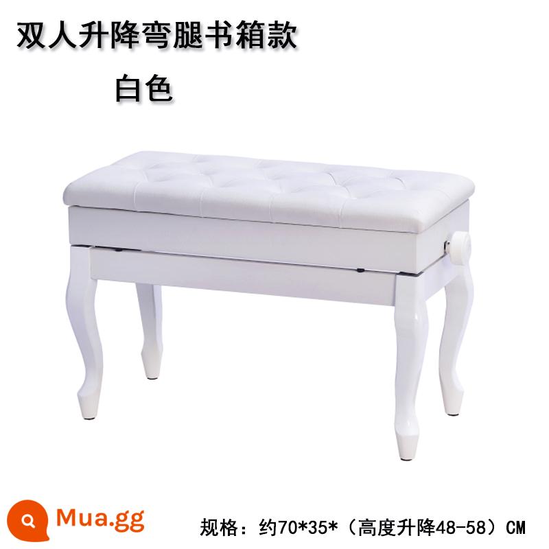 Gỗ đặc dày đôi hộp sách phân ghế đàn piano phân đàn organ điện tử đàn piano điện tử guzheng đàn guitar phân đơn nâng đa năng - Tủ sách đôi màu trắng có chân cong có thể nâng lên