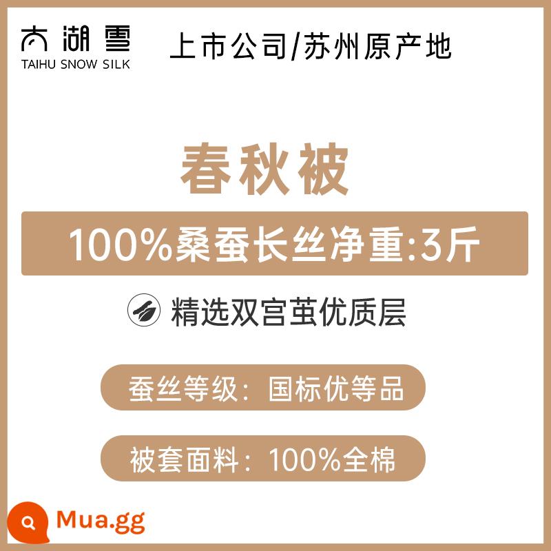 Taihu Chăn bông lụa tuyết Lõi chăn mùa thu đông 100% sợi tơ tằm Chăn bốn mùa Chăn mẹ hai trong một Qinrou chính hãng - [Chăn xuân thu] 100% sợi tằm trọng lượng tịnh 3 pound