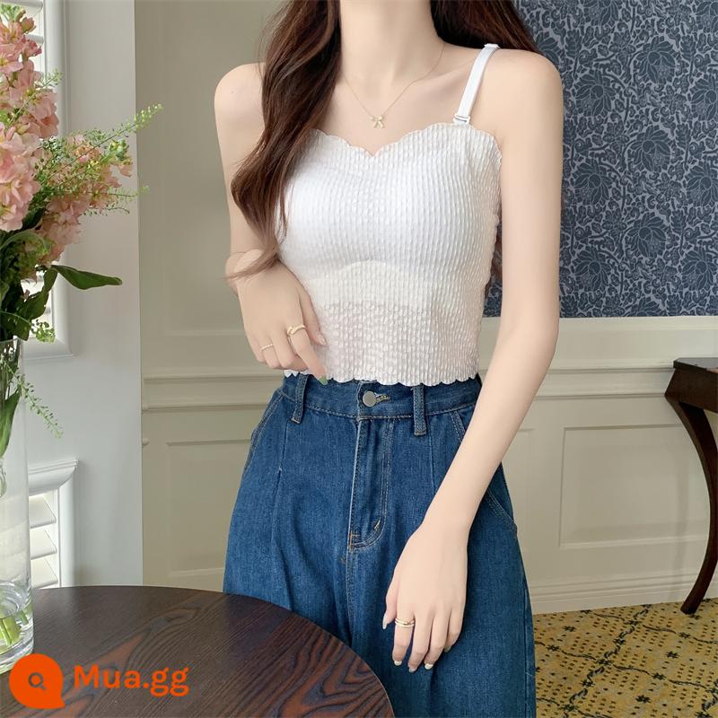 Size Lớn Fat Mm Địu Lưng Đẹp Áo Vest Một Mảnh Mùa Xuân 2023 Quần Lót Ren Bên Trong Mới Có Đệm Ngực - Trắng