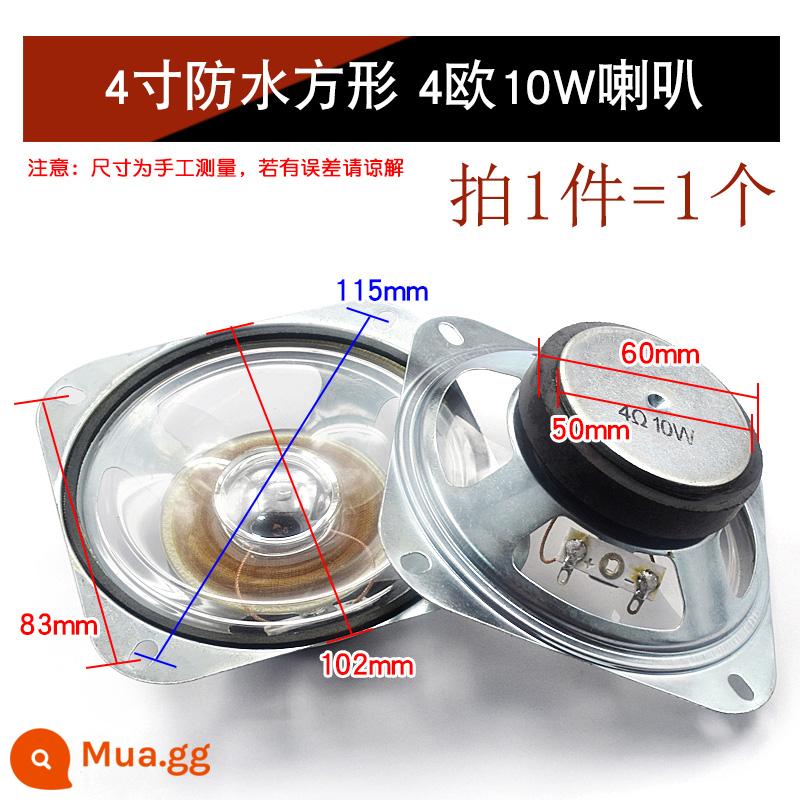 Loa Còi Nhỏ 4 Inch 1.5 Inch 2 Inch 2.5 Inch 3 Inch 5W10W 8 Ohm Loa Phụ Kiện Âm Thanh full Tần Số DIY - Loa vuông chống nước 4 inch 4 ohm 10W (1 cái)