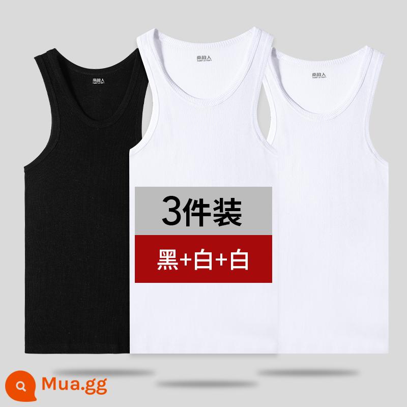 Nanjiren Áo Vest Nam Cotton Nguyên Chất Mùa Hè Đáy Quần Lót Mặc Thể Thao Vượt Rào Xuân Thu Cotton Trắng Không Dấu Vết - [kiểu ren] Đen + Trắng + Trắng CỦA TÔI