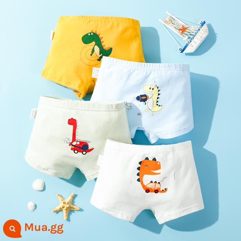 Nanjiren Quần Lót Trẻ Em Bé Trai Cotton Nguyên Chất Bé Trai Cotton Trung Và Lớn Quần Lót Boxer Trẻ Em 100%FH - khủng long nghịch ngợm