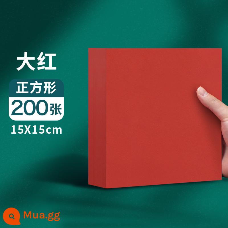 Giấy đỏ A4 Trung Quốc vuông đỏ origami hoa hồng giấy photocopy thủ công màu đỏ A3 cửa sổ cắt giấy hoa giấy khắc đám cưới dày hai mặt với hàng nghìn con hạc giấy thư pháp trống lời chúc phúc nhỏ bìa giấy đỏ - Tờ lớn màu đỏ 15*15_200