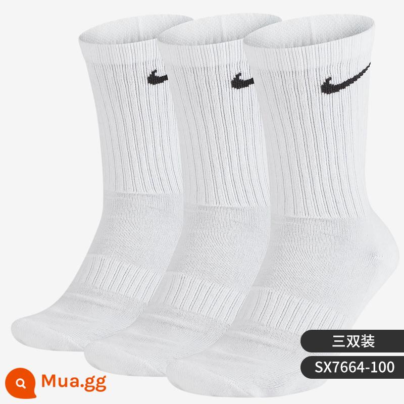 Tất thể thao tập luyện ống giữa thoáng khí thoải mái chính hãng của Nike/Nike (3 đôi) SX4704-901 - SX7664-100