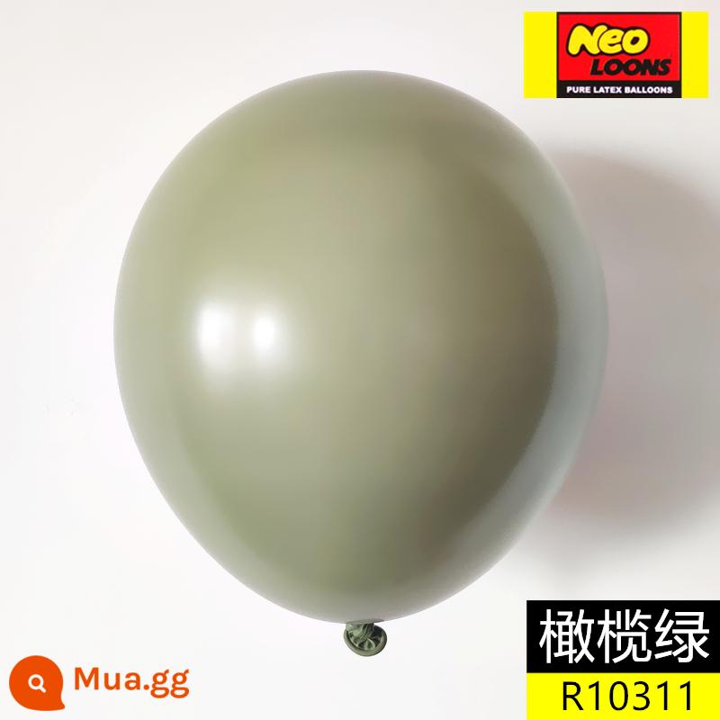 10 inch nhập khẩu tròn bong bóng cao su 10 màu tiêu chuẩn trang trí đám cưới vòm cưới sinh nhật bóng tiếp liệu - Xanh quân đội xanh olive 10 miếng