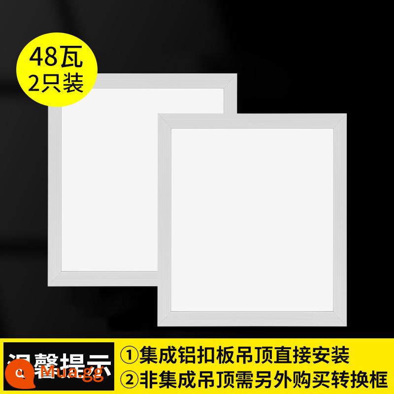 Tích hợp đèn LED âm trần nhà bếp bột phòng ánh sáng bằng nhôm hình tam giác nhúng 30x30x60x300x600 đèn phẳng - 60*60 chất lượng cao 48W [khung trắng] 2 cái