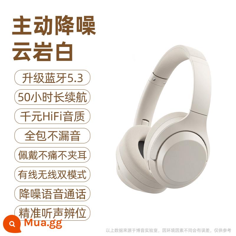 Tai nghe Bluetooth gắn trên đầu máy tính bảng trò chơi vô tuyến cạnh tranh giảm tiếng ồn có giá trị cao với cáp cắm cậu bé chất lượng âm thanh lúa mì - [Khử tiếng ồn chủ động ANC] Cloud White ♫ Loa siêu trầm chống sốc ♫ Thoải mái khi đeo