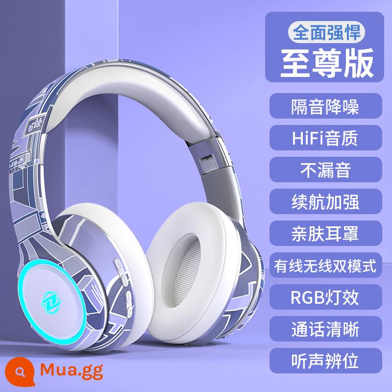 Tai nghe Bluetooth gắn trên đầu máy tính bảng trò chơi vô tuyến cạnh tranh giảm tiếng ồn có giá trị cao với cáp cắm cậu bé chất lượng âm thanh lúa mì - Phiên bản Extreme [Tông xanh và trắng] Cách ly âm thanh và giảm tiếng ồn ♫ Hiệu ứng âm thanh cấp độ hifi