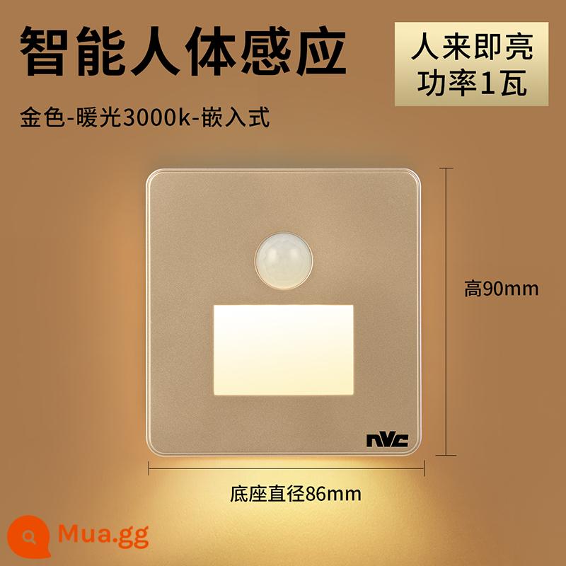 NVC chiếu sáng cơ thể con người cảm ứng đèn ngủ LED thông minh đèn chân 86 nhúng theo đèn chiếu sáng lối đi đèn hành lang - [Mô hình cảm biến cơ thể con người] Đèn chân-Vàng