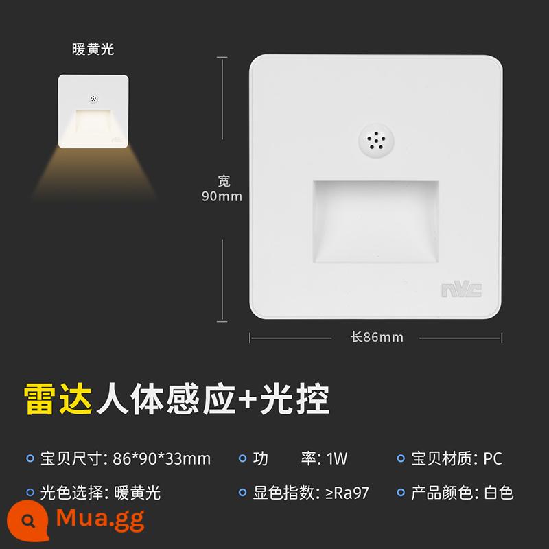 NVC chiếu sáng cơ thể con người cảm ứng đèn ngủ LED thông minh đèn chân 86 nhúng theo đèn chiếu sáng lối đi đèn hành lang - [Mẫu Cảm Biến Radar] Đèn Sàn Nâng Cấp - CRI Ra97 - Trắng Ngà