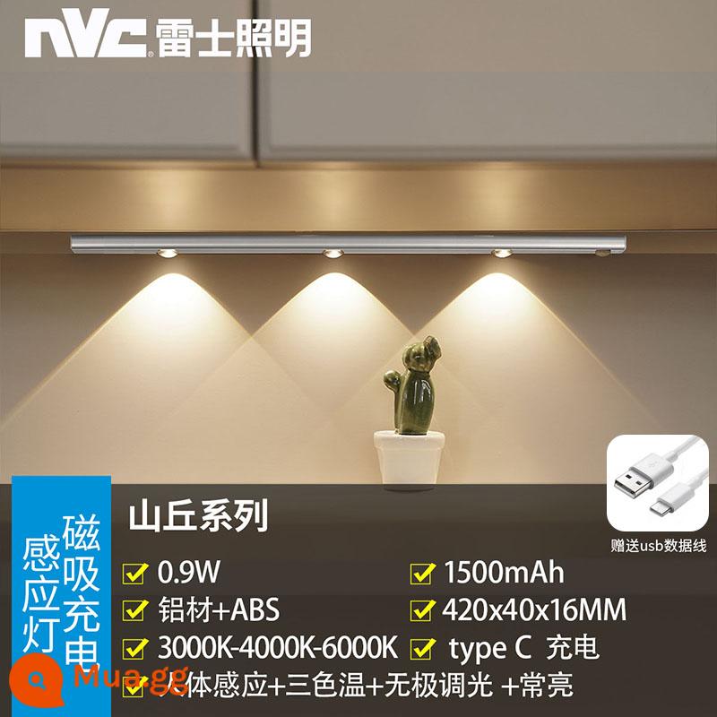 Đèn led chiếu sáng NVC đèn cảm biến cơ thể người với tủ quần áo không dây có thể sạc lại tổng thể tủ đèn mắt mèo tủ rượu thanh ánh sáng sóng - [Hill] 42cm - đèn ba màu - pin 1500 mAh - điều chỉnh độ sáng vô cấp - cảm ứng cơ thể con người - nâng cấp nhạy bạc đa năng