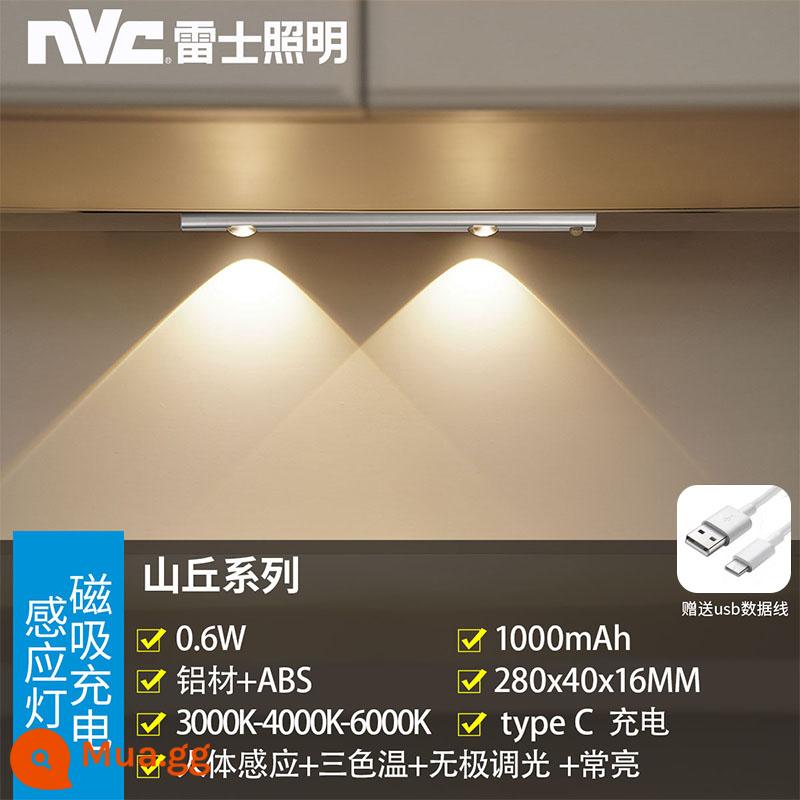 Đèn led chiếu sáng NVC đèn cảm biến cơ thể người với tủ quần áo không dây có thể sạc lại tổng thể tủ đèn mắt mèo tủ rượu thanh ánh sáng sóng - [Hill] 28cm - đèn ba màu - pin 1000 mAh - điều chỉnh độ sáng vô cấp - cảm ứng cơ thể con người - nâng cấp nhạy bạc đa năng