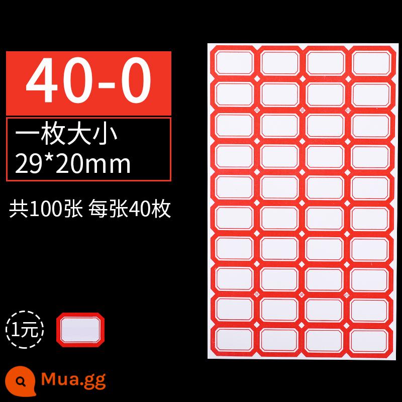 Giấy nhãn tự dính tự dính nhãn nhỏ nhãn dán sách phân loại giấy trống viết tay giá nhãn dán giá nhãn dán miệng giấy lấy tên nhãn dán nhãn dán kệ siêu thị giấy miệng hình chữ nhật lớn - OBS-6324 đỏ 100 tờ