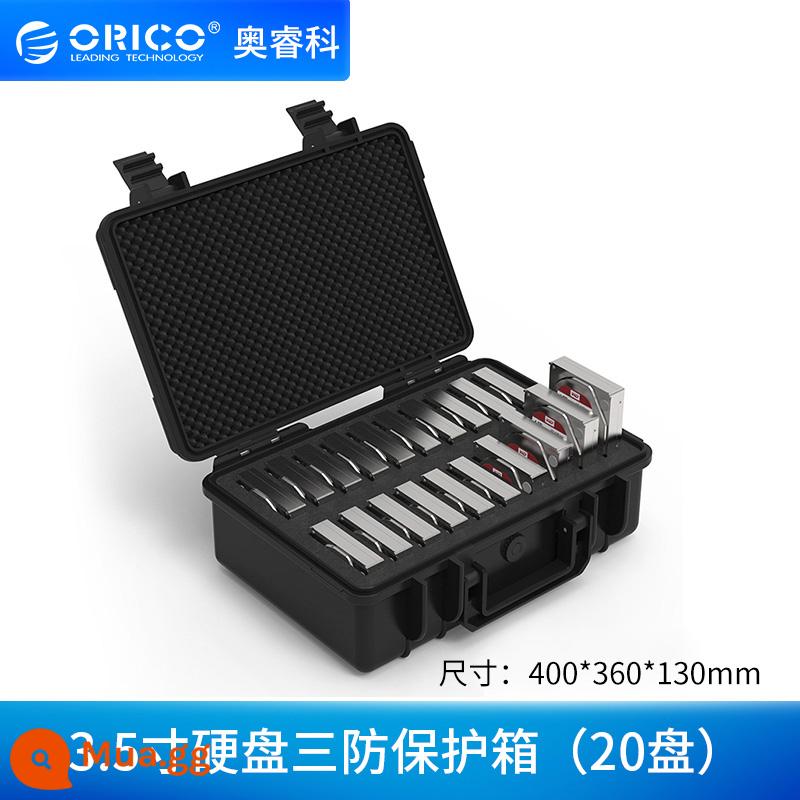 Hộp bảo vệ ổ cứng ORICO ORICO 3.5 inch 20 viên hộp lưu trữ di động vỏ tủ chống sốc có tay cầm - đen