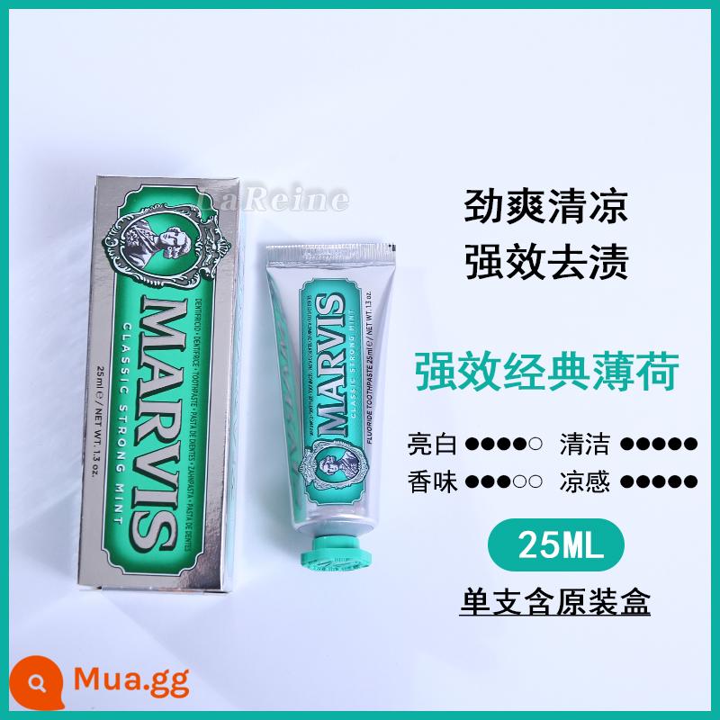 Kem đánh răng marvis Mars của Ý hộp quà du lịch bạc hà 25ml tẩy vết bẩn trắng sáng xách tay quà tặng đồng hành - Xanh—Bạc hà tươi mát 25ml