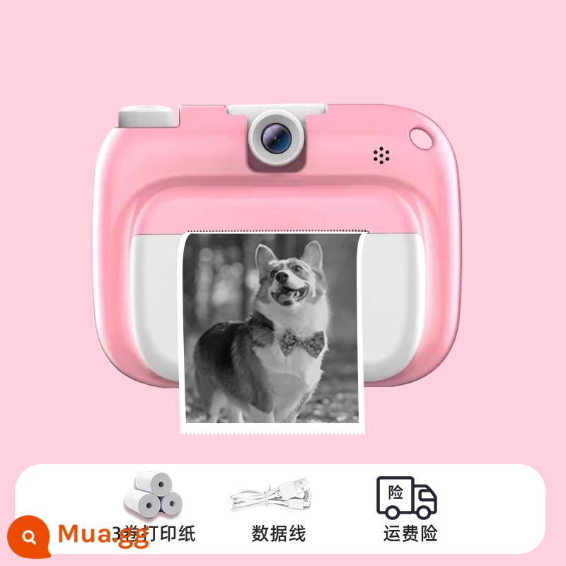 Đồ chơi máy ảnh trẻ em có thể chụp ảnh và in ảnh Polaroid mini kỹ thuật số độ nét cao quà tặng cho các bé gái - Model thường màu hồng không bộ nhớ + không quà + 3 cuộn giấy vệ sinh [màn hình 3,5 inch]