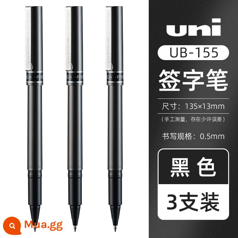 Nhật Bản UNI Mitsubishi bút bi gốc nước lỏng thẳng UB-177 khô nhanh 0,7 bút ký doanh nghiệp màu đen bút công suất lớn 155 bút lông đỏ carbon câu hỏi 0,5 đỏ xanh 205 bút trung tính - [3 miếng màu đen]UB-155-0.5mm