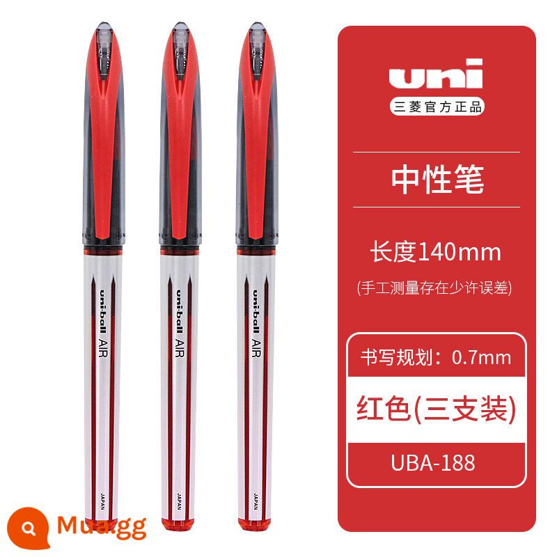 Nhật Bản uniball Mitsubishi bút công nghệ màu đen UBA-188C quốc triều chữ ký màu giới hạn bút dạng lỏng thẳng gốc nước AIR Free mực điều khiển màu đen bút gel công nghệ 0,7/0,5 văn phòng kinh doanh - [Gói 3] Đỏ-0.7 (lõi đỏ)