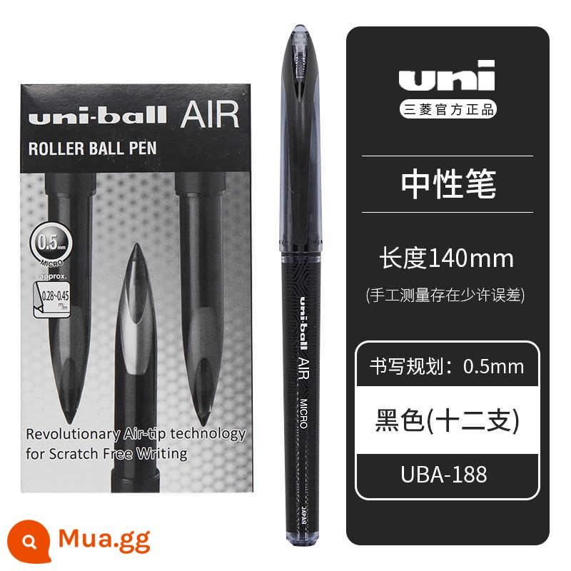 Nhật Bản uniball Mitsubishi bút công nghệ màu đen UBA-188C quốc triều chữ ký màu giới hạn bút dạng lỏng thẳng gốc nước AIR Free mực điều khiển màu đen bút gel công nghệ 0,7/0,5 văn phòng kinh doanh - [12 miếng] Đen-0,5