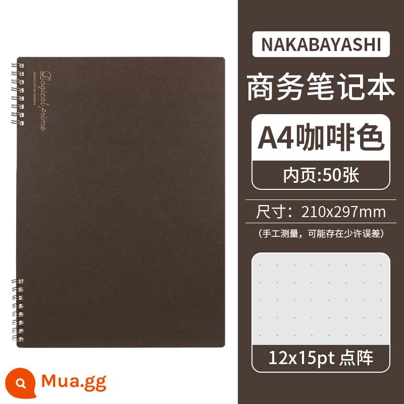 Zhonglin nakabayashi cuộn máy tính xách tay A4 logic lưới vuông màu xám bắn nghiên cứu văn phòng kinh doanh màu sắc cổ điển này 50 trang nhật ký dày A5 sáng tạo không dễ dàng để sử dụng - [A4 nâu] Trang in laser bên trong