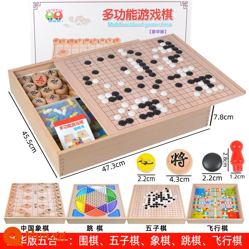 Bay Cờ đam Cờ đam Backgammon Chiến đấu Thú Cờ vua Xếp hình trẻ em Trò chơi đa chức năng Cờ vua Đồ chơi sinh nhật Quà tặng sinh nhật - Phiên bản cao cấp 5 trong 1 (cờ caro + Cờ thỏ cáo + cờ bay + cờ vua)