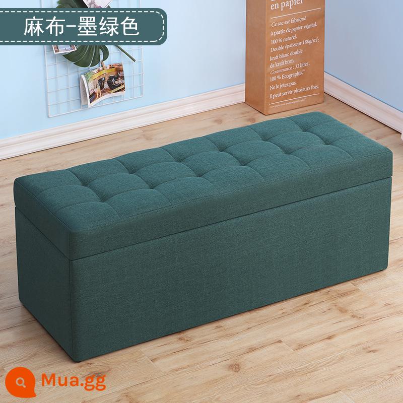 Cửa hàng quần áo sofa băng ghế dự bị lưu trữ phù hợp phòng phân còn lại phân giày cửa hàng thay đổi phân giày dài bệ da bến tàu - Vải lanh màu xanh đậm