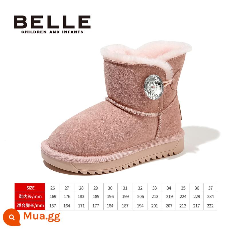 Giày trẻ em Belle Girl Boots 2022 Mùa đông Giày bông mới cộng với Velvet Warm Fashion Boots Giày thời trang trẻ em - Hồng (3005)