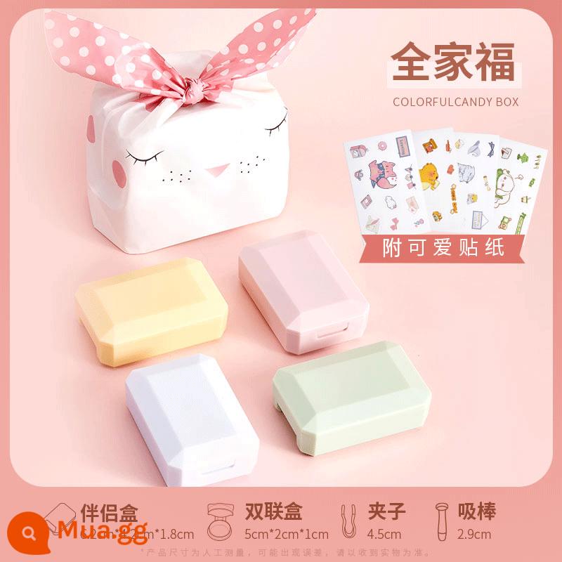 Baodao Beauty Kính Áp Tròng Đơn Giản Chống Rò Rỉ Di Động Đồng Hành Lưu Trữ Hộp Chăm Sóc Cô Gái Phong Cách Dễ Thương Kính Trợ Giúp - [Khuyến nghị hợp túi tiền] 4 hộp đựng kính áp tròng (có gương + miếng dán kèm theo)