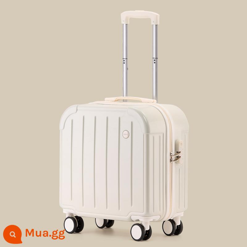 Nhỏ 18 inch hành lý nữ ánh sáng nội trú xe đẩy trẻ em im lặng đa năng bánh xe đi công tác khoảng cách ngắn vali 20 - màu trắng kem