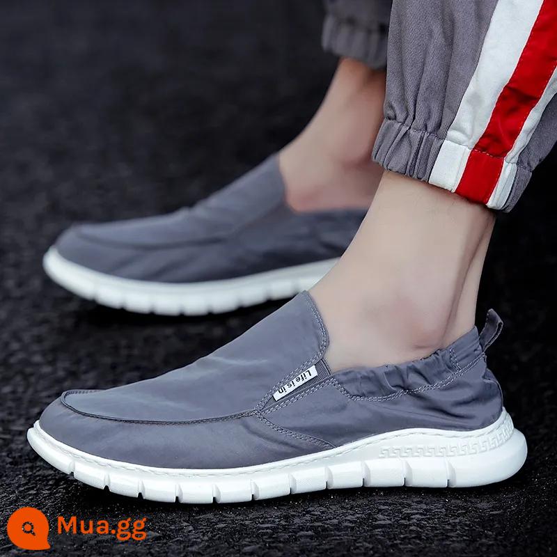 Mùa Hè 2023 Mới Giày Vải Nam Thoáng Khí Làm Việc Cũ Bắc Kinh Giày Vải Nam Slip-On Giày Lười giày Thường - 881 màu xám