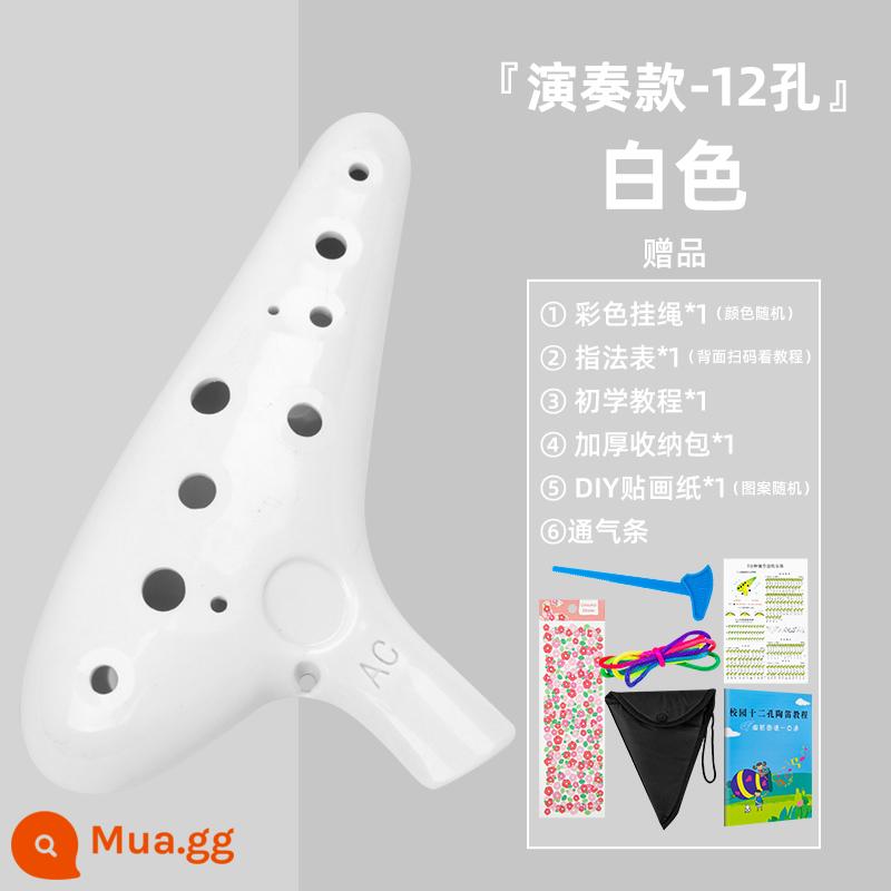 Ve Sầu Vàng Ocarina 12 Lỗ Nhựa Nhựa Alto C Giai Điệu 12 Lỗ AC Giai Điệu Ocarina Chống Rơi Học Sinh Người Mới Bắt Đầu - Performance alto trắng + quà tặng miễn phí + tài liệu giảng dạy + túi + dải thông gió